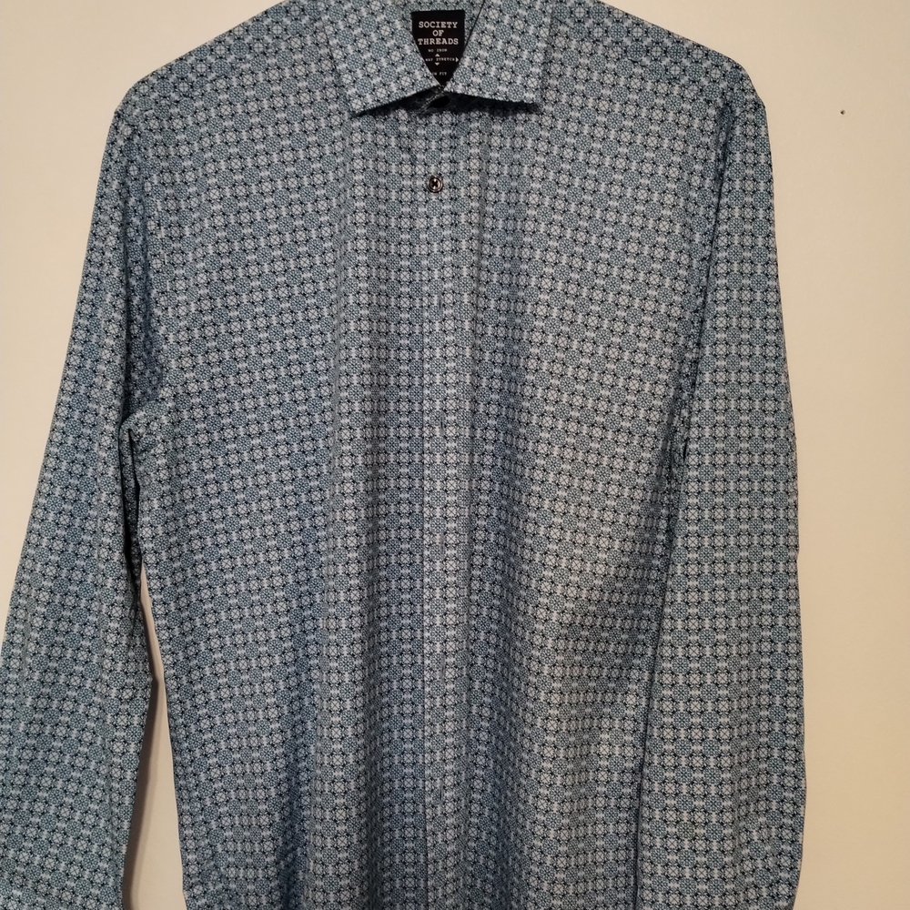 Society Of Threads Blue Tailored Casual Button Down Shirt